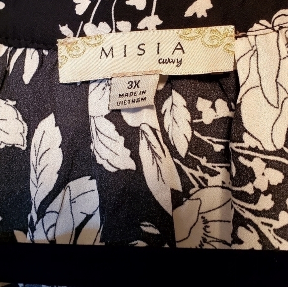 Misia Curvy Floral Black White Blouse Plus Size 3X - Picture 5 of 5